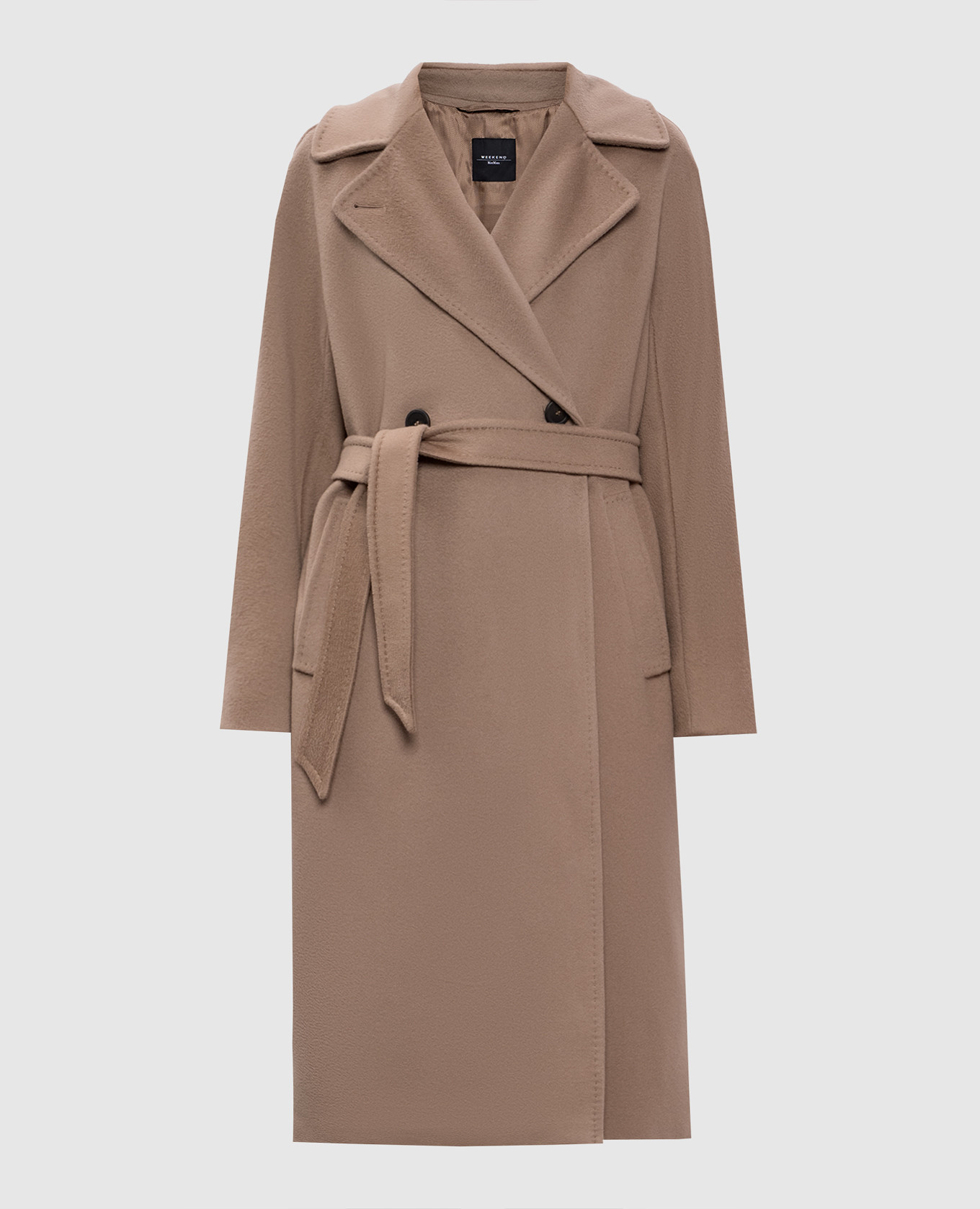 

Бежевое двубортное пальто RESINA из шерсти и кашемира, Бежевый, Пальто