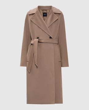 Max Mara Weekend Бежеве двобортне пальто RESINA з вовни та кашеміру RESINA
