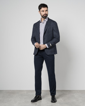 Canali Синий пиджак из шерсти и льна AA0500820272