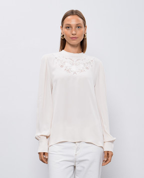 Twinset Бежева блуза з мереживом 242TT2192