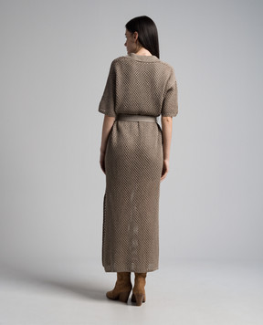 Brunello Cucinelli Коричнева ажурна сукня M78764A95