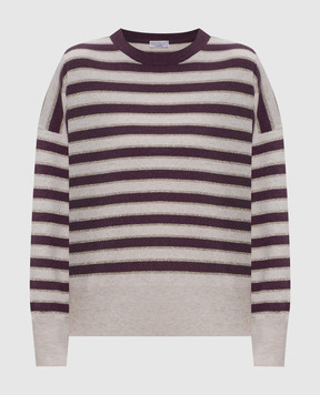 Brunello Cucinelli Бежевий джемпер з кашеміру в смужку M12205920P