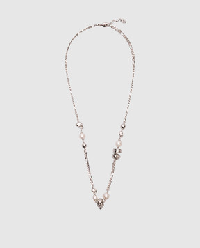 Alexander McQueen Сріблястий ланцюжок з намистинами та черепами 836692J16PA
