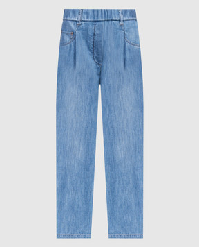 Brunello Cucinelli Блакитні джинси з ефектом потертості з ланцюжком моніль MH192P5743