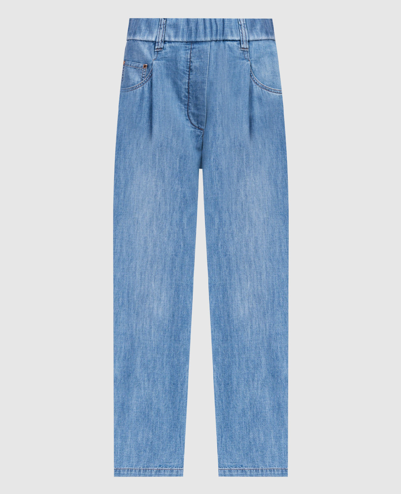 Голубые джинсы с эффектом потертости с цепочкой мониль