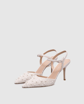 Stuart Weitzman Білі слінгбеки BLISS з намистинами SI822