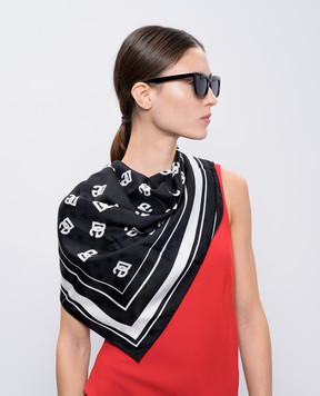 Dolce&Gabbana Черный платок из шелка в шаблон монограммы логотипа DG FN090RGDCQN
