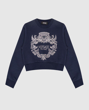 Versace Детский синий свитшот с кристаллами 10181921A14943
