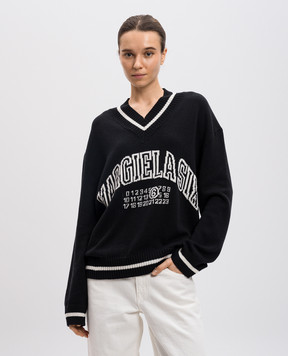 Maison Margiela MM6 Черный пуловер с узором логотипа с шерстью S52HN0009M13085