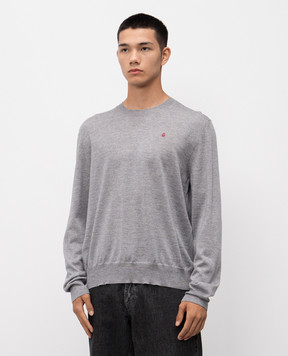 Alexander McQueen Сірий джемпер з вовни з вишивкою емблеми логотипа 839686Q1BEC