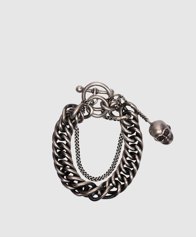 Ann Demeulemeester - Silver Joni chain bracelet with skull pendant  2402UJB23JW020 - buy with Ireland delivery at Symbol