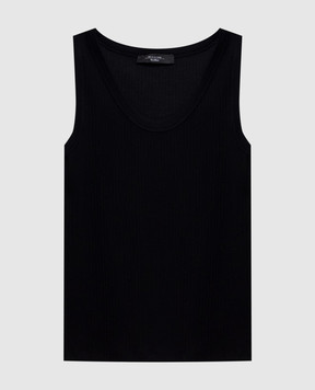 Max Mara Weekend Чорний топ MULTIC в рубчик з емблемою логотипа MULTIC