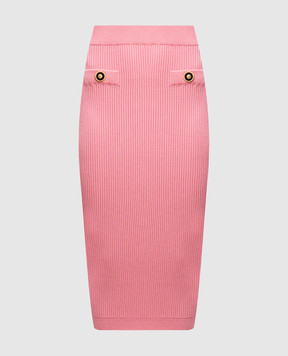 Balmain Рожева спідниця міді в рубчик EF1LD022KI10