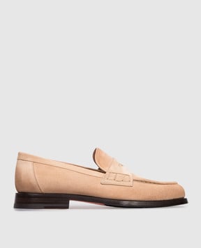 Santoni Бежевые замшевые лоферы WUQC59462BJ2NAEA