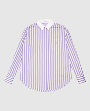 Brunello Cucinelli Детская фиолетовая рубашка с шелком в полоску BH757C859C