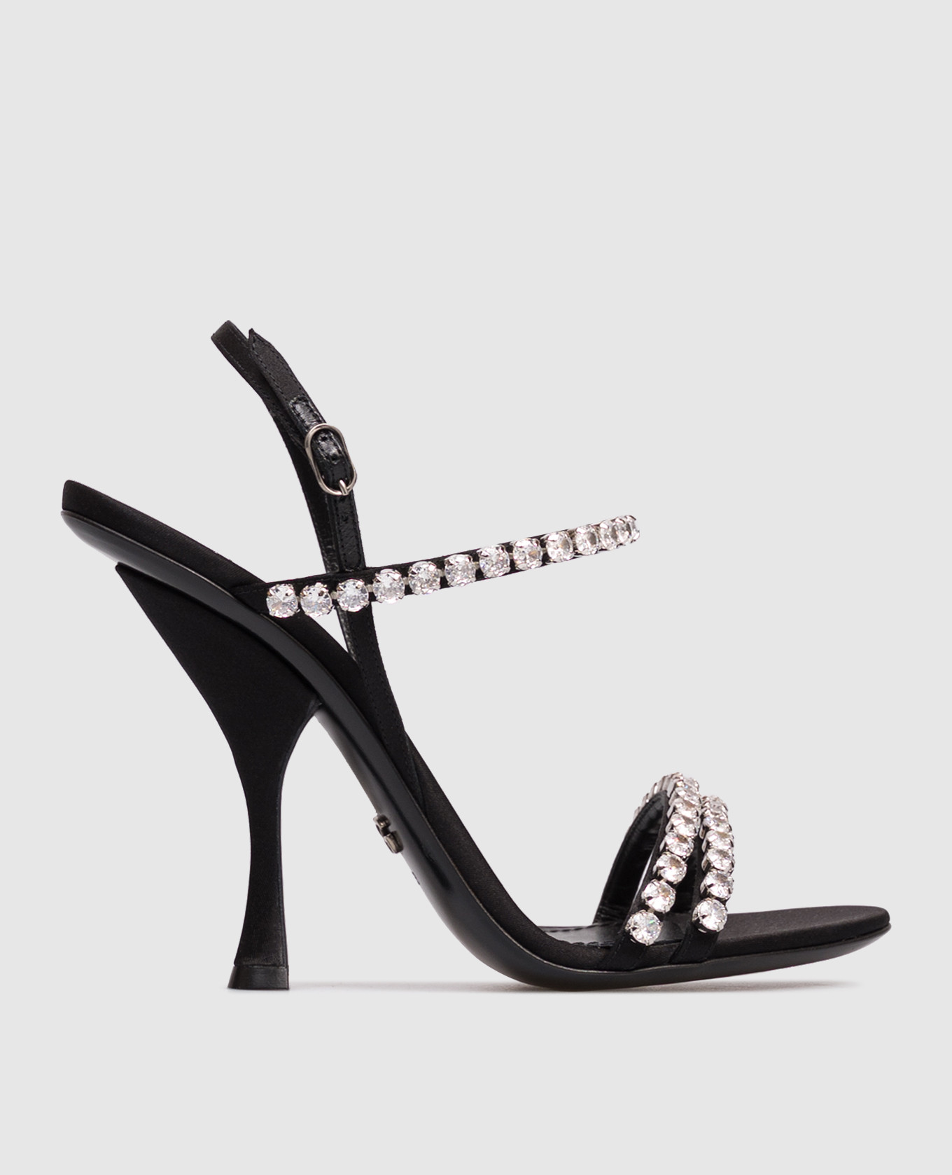 

Черные босоножки с кристаллами, Черный, Босоножки