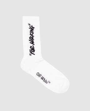 Off-White Білі шкарпетки з контрастним логотипом OWRA035C99KNI002