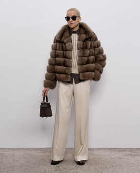Brunello Cucinelli Коричневая рубашка с цепочкой мониль MP091MY516