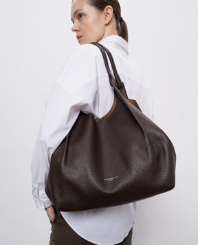 Gianni Chiarini Коричневая кожаная сумка-тоут Dua BS9720RNGDBL