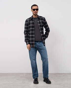 Alexander McQueen Синяя рубашка в клеточку 814736QSABR