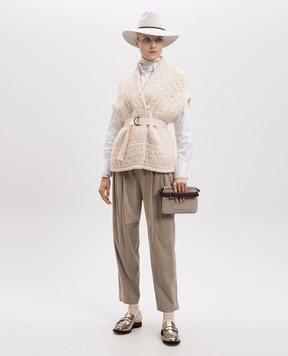 Brunello Cucinelli Бежевий кардиган із кашеміру та вовни у візерунок M6I603206