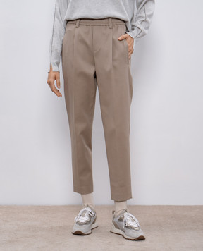 Brunello Cucinelli Брюки цвета хаки с цепочкой мониль MA126P8416