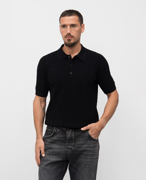 Balmain Чорне поло у візерунок монограми FH1GB067KI63