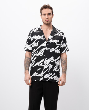 Balmain Черная рубашка в принт Love Letter EH1HN065VH47