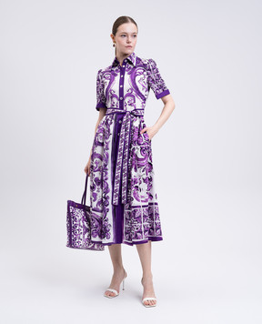 Dolce&Gabbana Біла сукня-сорочка міді в принт F6JFNTFI5JP