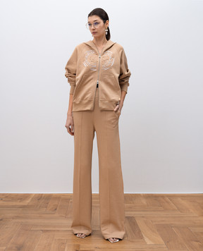 Ermanno Scervino Бежевая спортивная куртка с фактурной вышивкой логотипа D461M301RSTKRA