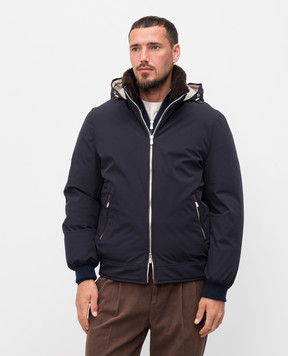 Brunello Cucinelli Синя пухова куртка з овчиною MV4061606