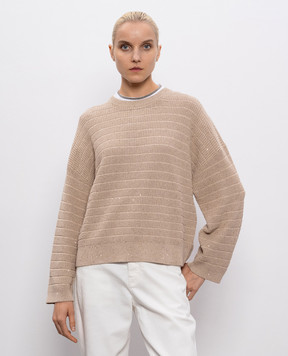 Brunello Cucinelli Бежевий светр з паєтками MDV754000P