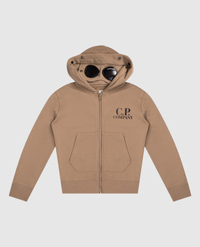 C.P. Company Детская бежевая спортивная куртка с логотипом CUF01ALCA761014