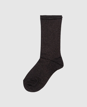 Brunello Cucinelli Черные носки с кашемиром и шелком с люрексом. M41945019