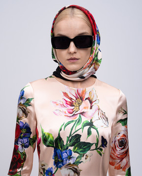 Dolce&Gabbana Бежевый платок из шелка в цветочный принт. FN090RGDC5G
