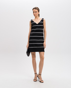 Marc Jacobs Черное платье миди из шерсти в полоску W51301532