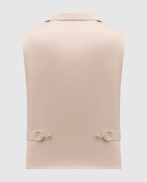 Brunello Cucinelli Бежевый двубортный жилет из шерсти и льна. MD4471932F