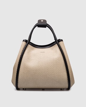 Max Mara Бежевая сумка-трапеция SUMMERMARINES с логотипом SUMMERMARINES