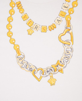 Versace Детская белая футболка с брендовым принтом 10185701A13238