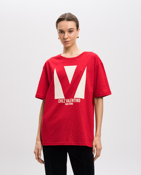 Valentino Червона футболка з принтом CHEZ VALENTINO 6B3MG24H95W