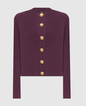 Balmain Фіолетовий кардиган в рубчик FF0KL191KJ15