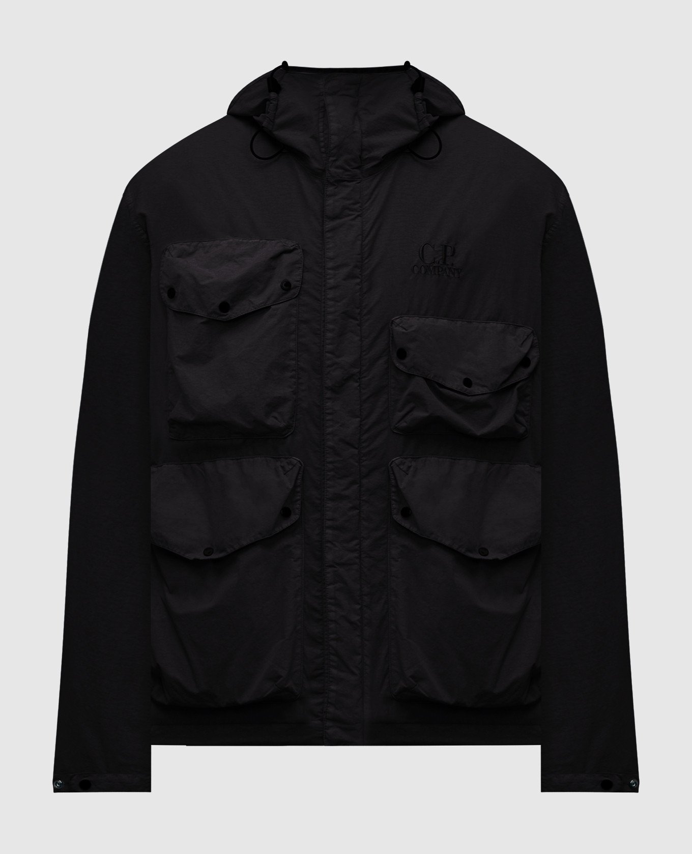 

Черная ветровка с вышивкой логотипа, Черный, Ветровки