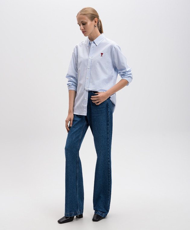 Ami Paris Блакитна сорочка з вишивкою Ami de Coeur BFUSH063CO0087 зображення 2