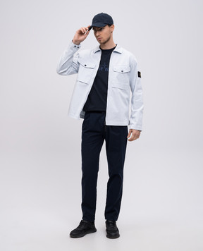 Stone Island Голубая рубашка с логотипом патча K1S151200128S0012