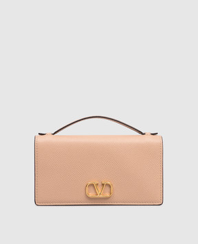 Valentino Бежева шкіряна сумка з логотипом 7W2P0W42SNP