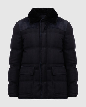 Brioni Синя пухова куртка з кашеміру PUA20L