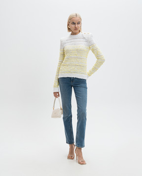 Balmain Белый твидовый свитер с пайетками DF1KD005KG71