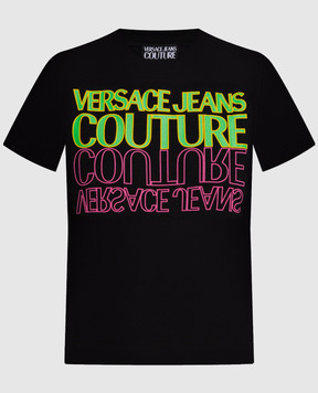Versace Jeans Couture Черная футболка с логотипом 76HAHC01CJ01C