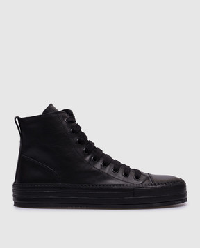 Ann Demeulemeester Чорні шкіряні хайтопи Raven CO02MN01LT141