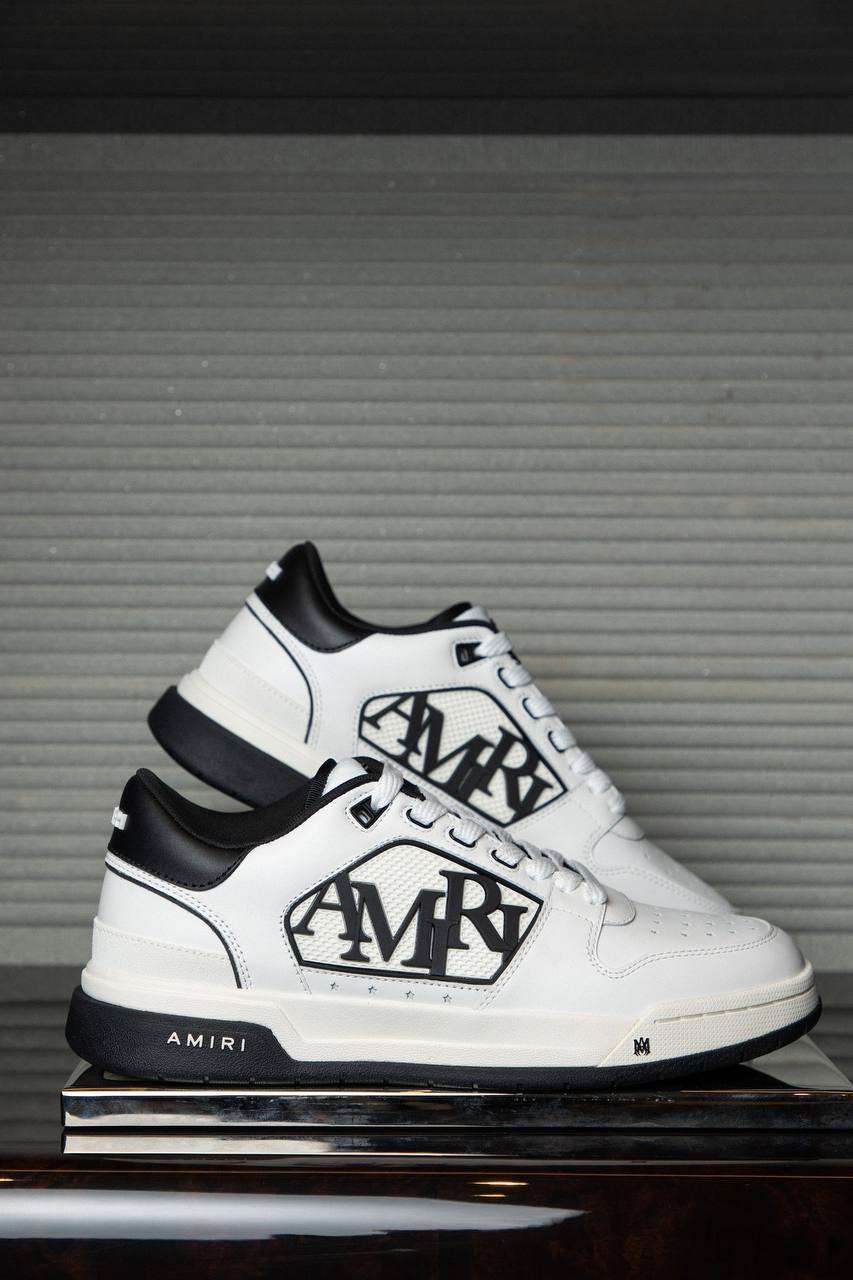 AMIRI Белые кожаные кроссовки CLASSIC LOW с фактурным контрастным логотипом AMFOSR1043 изображение 6